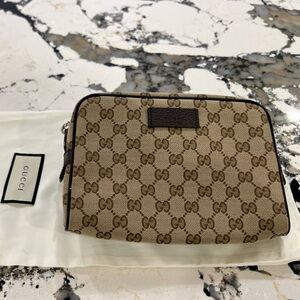 Gucci Tan and Brown Monogram Belt Bag
